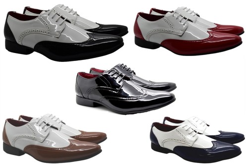 Mens two tone brogue patent - brogue,