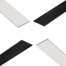 Plastic Flat Bar Strips PVC White & Black Solid Flat Plastic Strip 1m Lengths