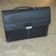 Fiorelli black PU briefcase document organiser 3 compartments pockets keyring