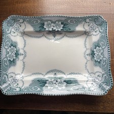 Vintage F & Son Burslem England Flower’s  Garlands Meat Plate Rare Green 