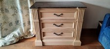 3-drawer Marble Topped Bedroom Chest, Pair. American White Oak. Excellent Cond