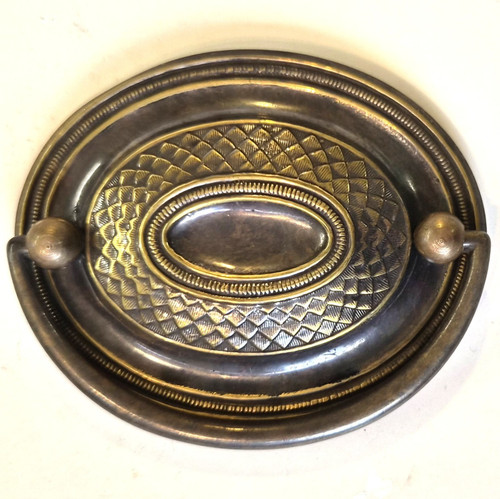 Brass oval plate handle - , chest