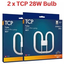 2 X  TCP 2D 4 PIN 28W COMPACT FLUORESCENT LAMP / BULB, CFL 2050 LUMEN WARM WHITE
