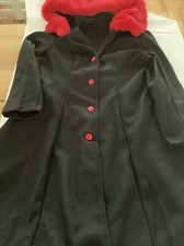 Shein Curve Womens Black Coat With Hot Pink Faux Fur Hood/Buttons LaceupSize 0XL