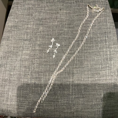 Silvertone necklace earrings - silvertone, &