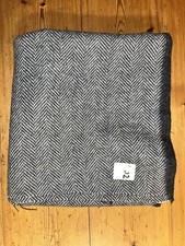 Black / white chevron wool fabric remnant blanket offcut 150cm square