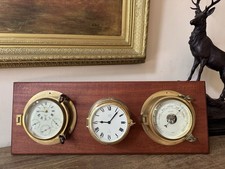 Schatz Ship  Wheel Bell Clock,Barometer Thermometer & Hygrometer Weather Station