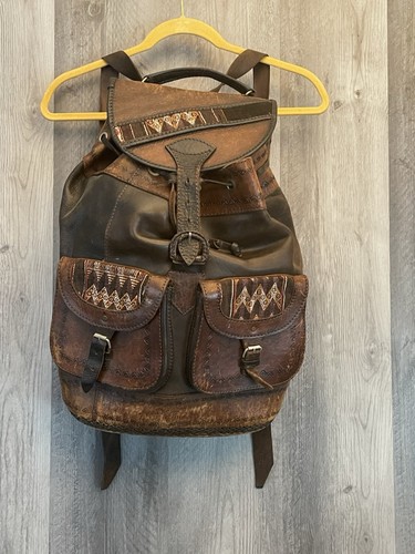 Vintage leather backpack boho - vintage,