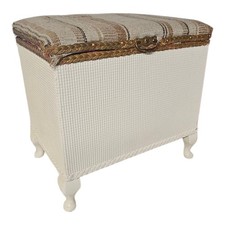 Vintage Mid Century Lloyd Loom Small Blanket Box / Ottoman