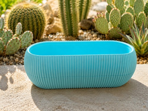 Large ribbed oval planter pot - oval,