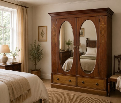 Antique inlaid mahogany double - inlaid,