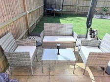 Rattan Garden Furniture Outdoor Sofa Set Patio Table Chairs &Cushion UK