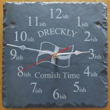 Dreckly Slate Clock - Etched