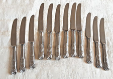 12 (6+6) Housley Stainless & Silver Plate Dinner & Dessert Knives  Kings Pattern