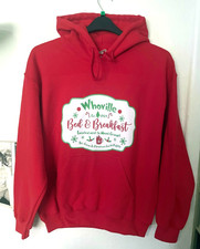" WHOVILLE Bed & Breakfast " Unisex Christmas Grinch Red Hoodie - Size M  38/40"