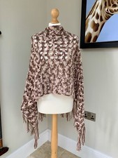 Handmade Crochet Wrap/Shawl In Variegated Yarn With Fringing