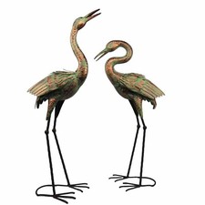 Pair of Verdigris Elegant Garden Cranes / Heron (Also available individually)
