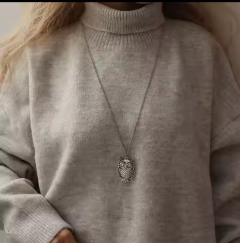 Sweater owl necklace - sweater, stainless