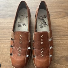 Rieker Ladies Anti Stress Brown Tan Slip On Shoes Size EU 39 UK 6