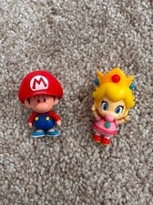 Jakks Super Mario Bros. Baby Mario & baby peach Action Figure Toy 2.5" Range
