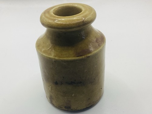Stone glazed inkwell 3in high - stone,