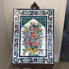 Vintage Ceramic Hand painted Tile Picture / Splash Back Art Nouveau Style 60cm