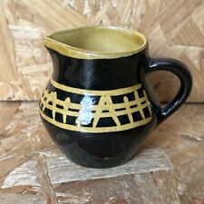 Vintage 1960s Brixham Studio Pottery Black & Yellow Creamer Milk Jug 8cm