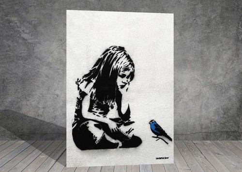 Banksy girl and blue - banksy,