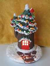 LOVELY LIGHT UP SNOWY CONIFER WINTER COTTAGE( #2) TABLE LAMP/ORNAMENT-BRAND NEW