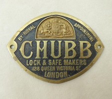 CHUBB, LONDON - Antique SAFE MAKER'S PLATE/ PLAQUE, By Royal Appointment