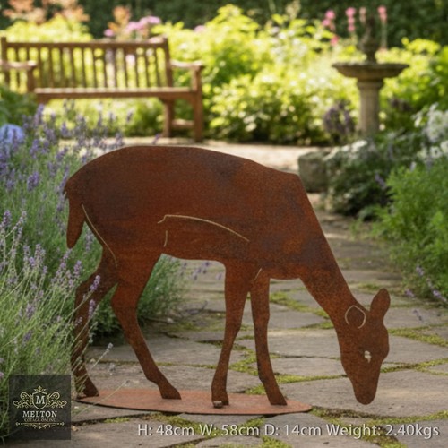 Rusty metal garden deer - rusty,