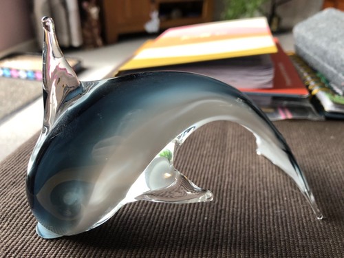Elegant glass leaping dolphin - glass,