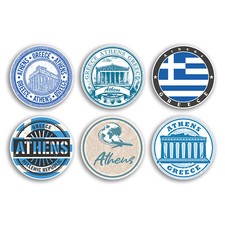 6 x 10cm Athens Vinyl Stickers