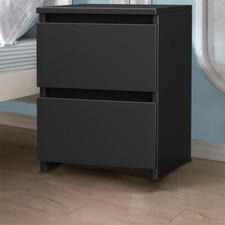 Modern 2 Drawers Black Bedside