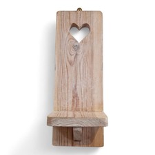 Vintage Look Wall Shelf Solid Wood White Wax Pine with Heart Design