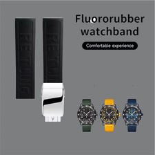 22mm / 24mm FluroRubber Watch Band Deployment Buckle Breitling Black Blue Yellow