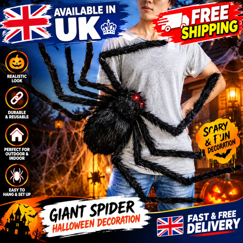 Giant black spider - giant, halloween