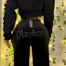 Playboy Pants Black Velour