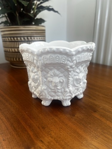Vintage white ceramic - white, ornate