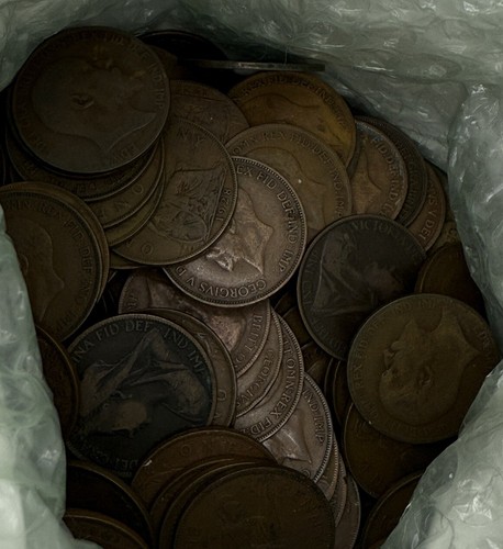 Old british pennies - british,