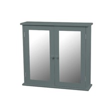 Grey Classic Mirrored Double Door Bathroom Cabinet - Ex Display Boxed *Damage