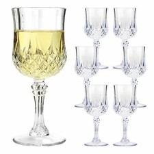 6 x Vintage Wine Glasses Clear Crystal Effect Glass Wine Wedding Drinks