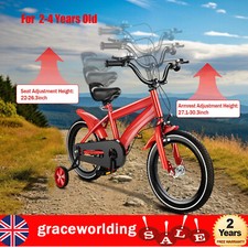 14 Inch Kids Bike Bicycle Children Cycling Double Brake 3 4 5 6 Years Boys Girls