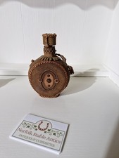 Antique Vintage Folk Art Canteen Leather wrapped Water Bottle