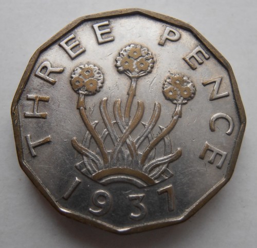 1937 brass threepence been - 1937,