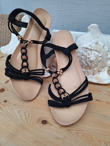 Ladies black strappy beaded - ladies,