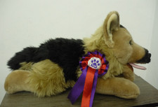 Crufts Realistic Alsatian German Shepherd Puppy Dog Rosette Soft Plush Toy 40cm