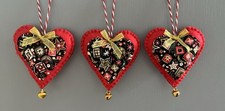 Liberty London ‘Christmas Charm’ Fabric & Felt Ornaments X 3. Hand Sewn.
