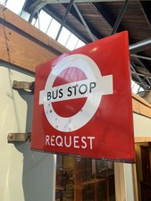 Vintage Enamel Bus Stop Sign -
