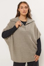 Yours Curve Women's Plus Size Quarter Zip Short Sleeve Jumper